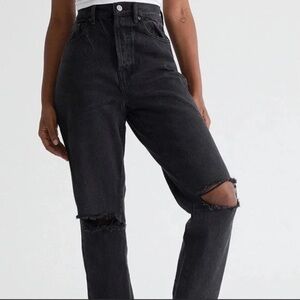 PacSun High Waist Dad Jean Distressed in Black Size 30